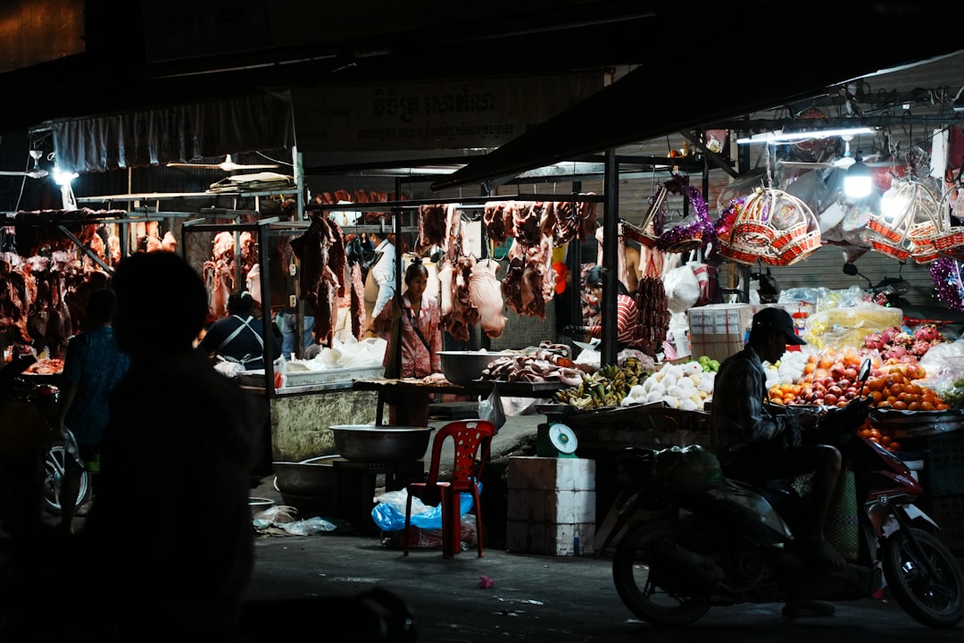 Cambodia street market motorbike