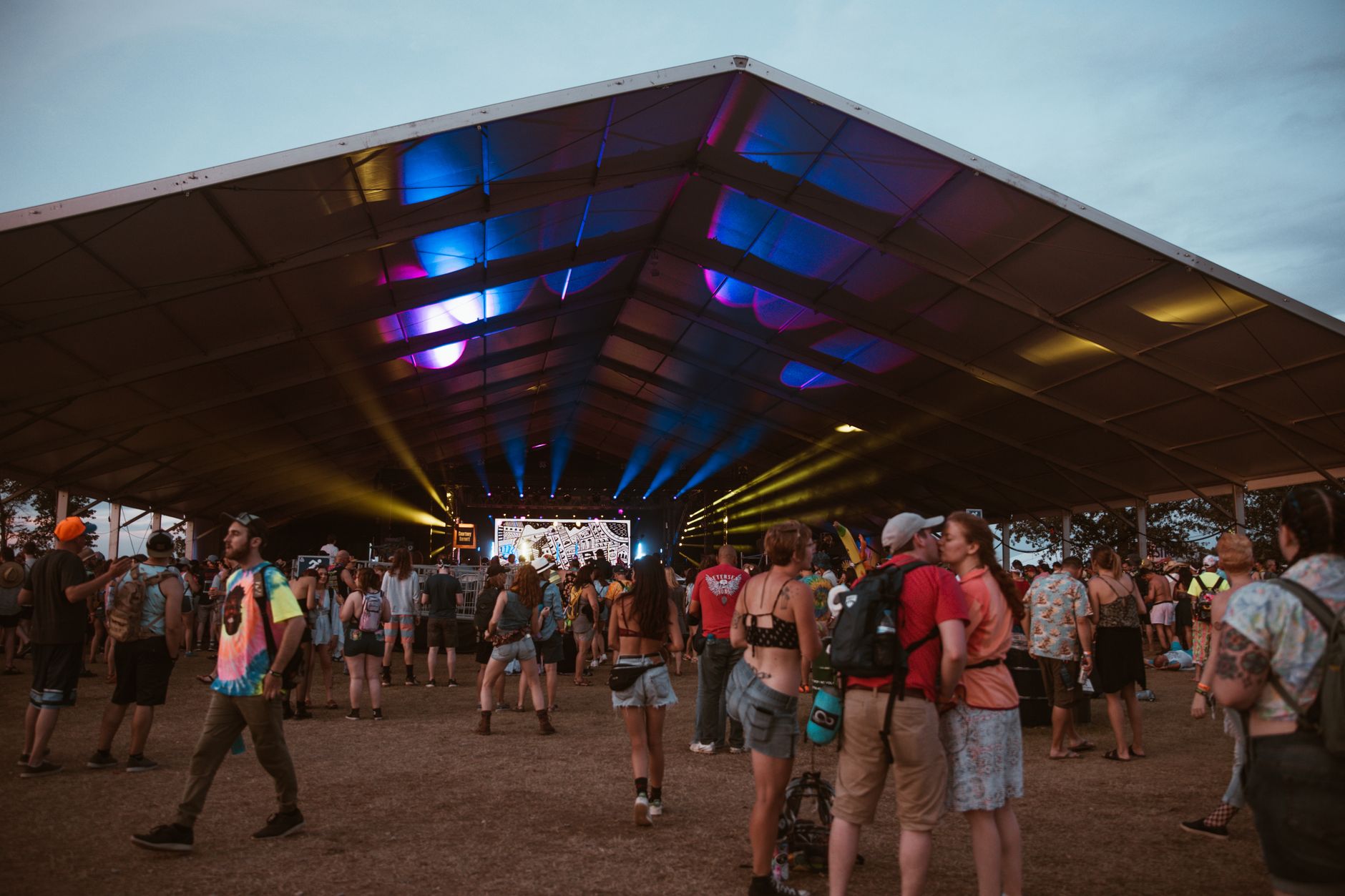 festival camping grounds tropical night