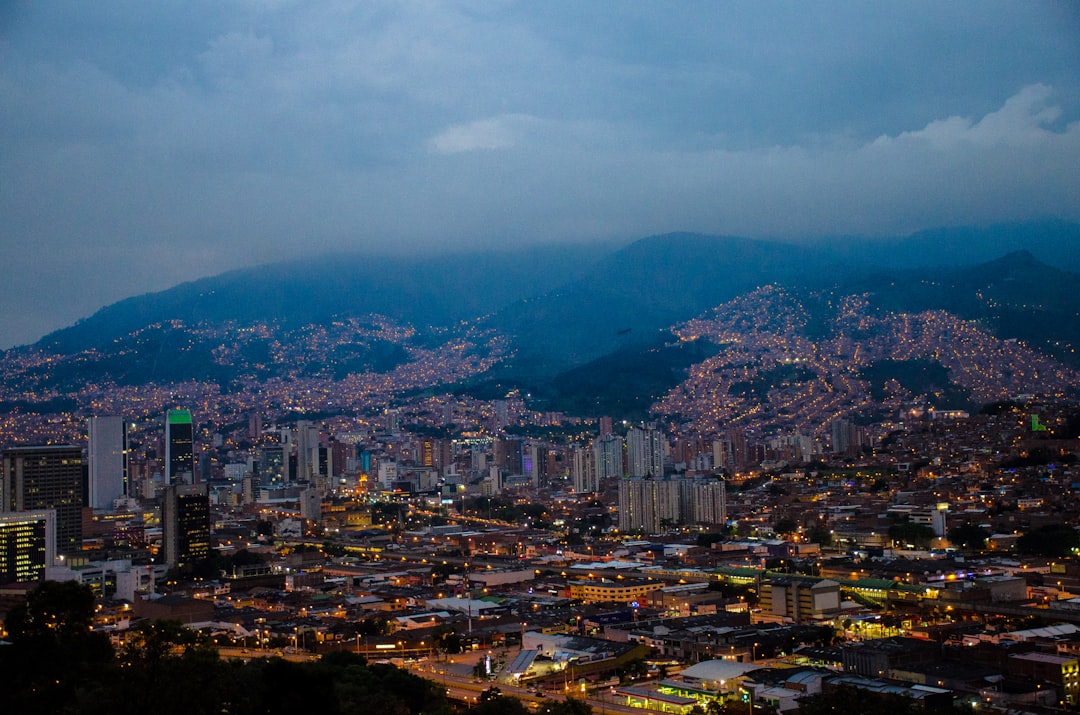 Medellín rooftop bar city lights