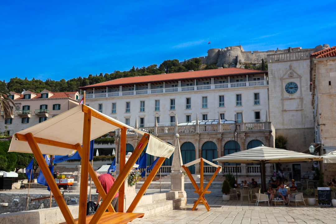Hvar town square evening crowd