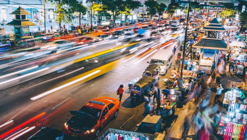 Bangkok City Street at Night